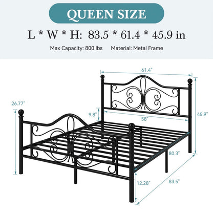 Metal Bed Frame with Headboard and Footboard and No Box Spring Needed detail image - detail view 4