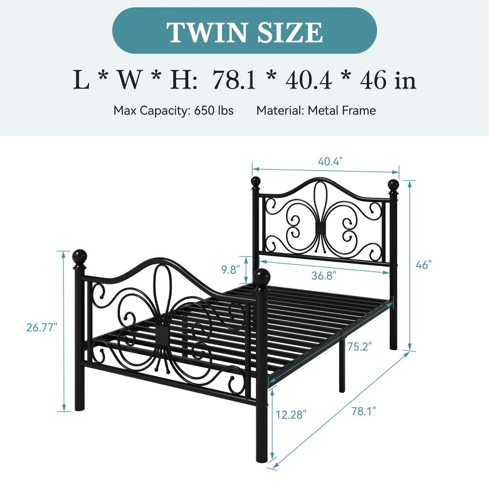 Metal Bed Frame with Headboard and Footboard and No Box Spring Needed detail image - detail view 6