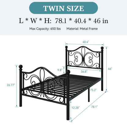 Metal Bed Frame with Headboard and Footboard and No Box Spring Needed detail image - detail view 6