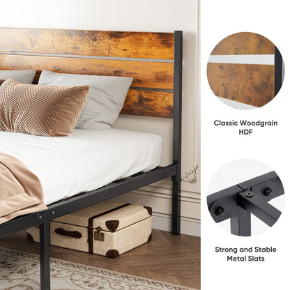 Metal Bed Frame with Headboard and Footboard and Tool-Free Assembly for Bedroom detail image - detail view 12