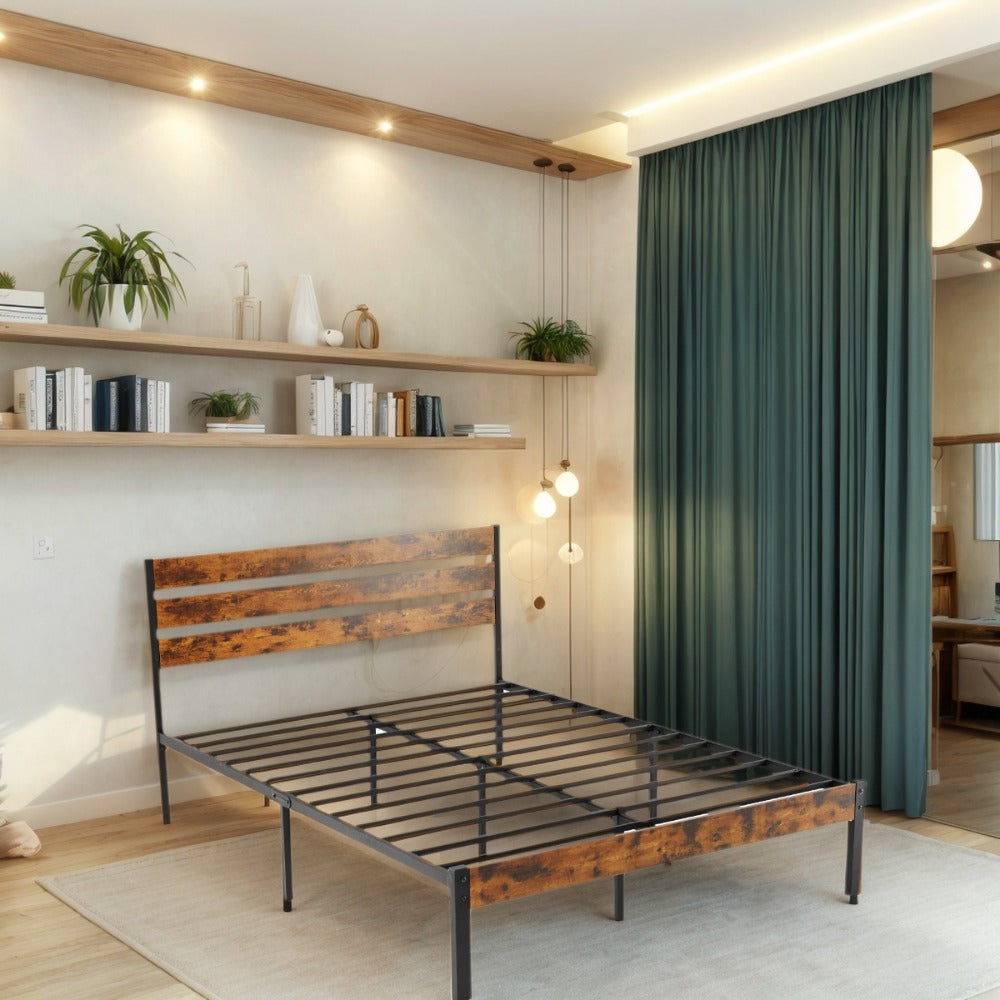 Metal Bed Frame with Headboard and Footboard and Tool-Free Assembly for Bedroom detail image