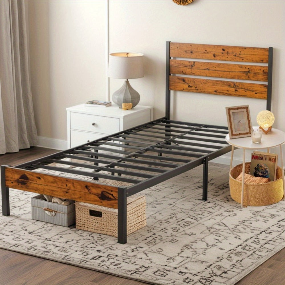 Metal Bed Frame with Headboard and Footboard and Tool-Free Assembly for Bedroom detail image - detail view 9
