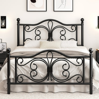 Bed Frame, Butterfly with Under-Bed Storage - Vintage Pattern Headboard & Footboard, Metal shown in the main product view