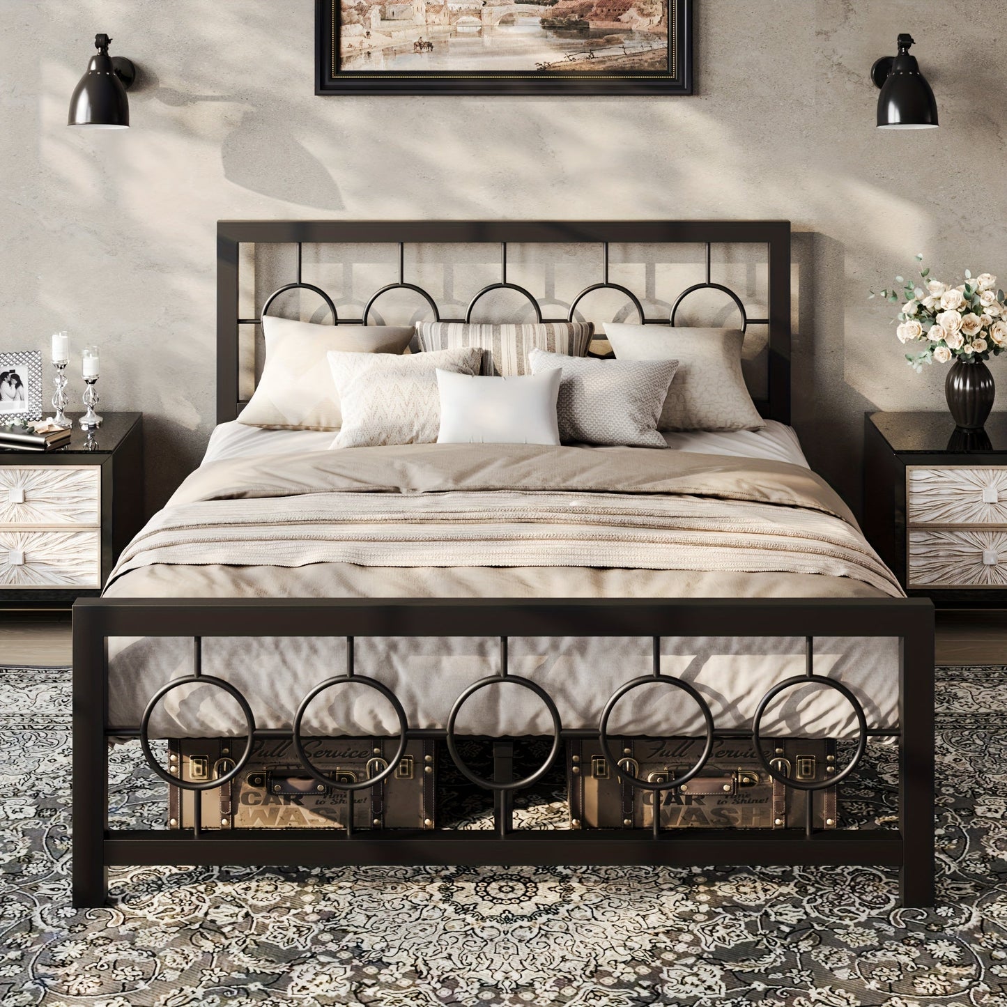 Bed Frame shown in the Black, Queen option