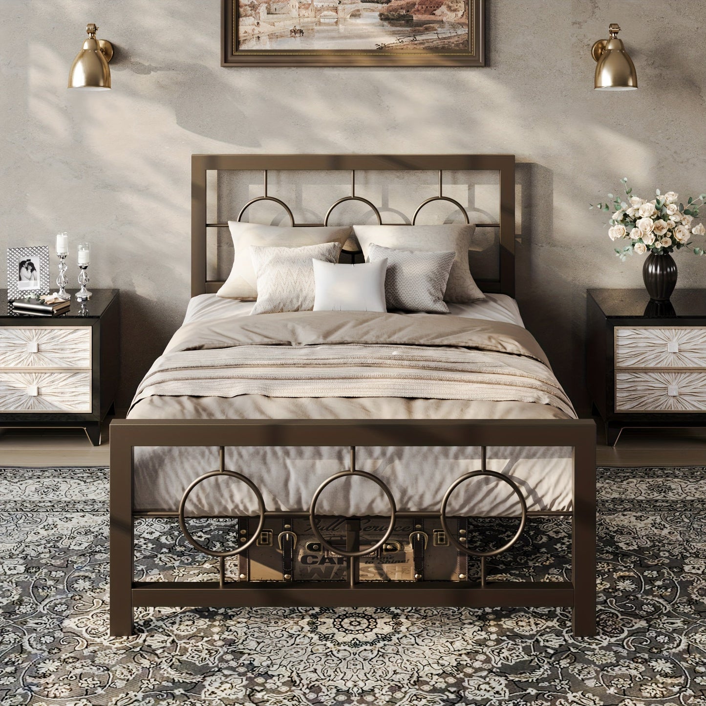 Bed Frame shown in the Brown, Twin option