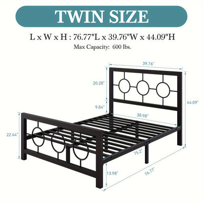 Metal Bed Frame with Headboard and Footboard, Mattress Support Frame detail image - detail view 13