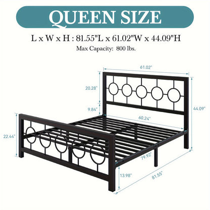 Metal Bed Frame with Headboard and Footboard, Mattress Support Frame detail image - detail view 4