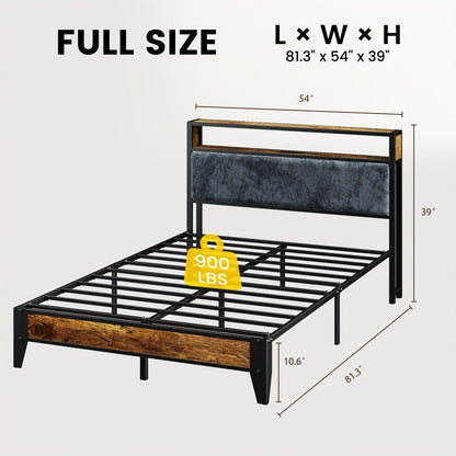 Metal Bed Frame with LED Lighting, Mattress Support Frame for Bedroom detail image - detail view 11