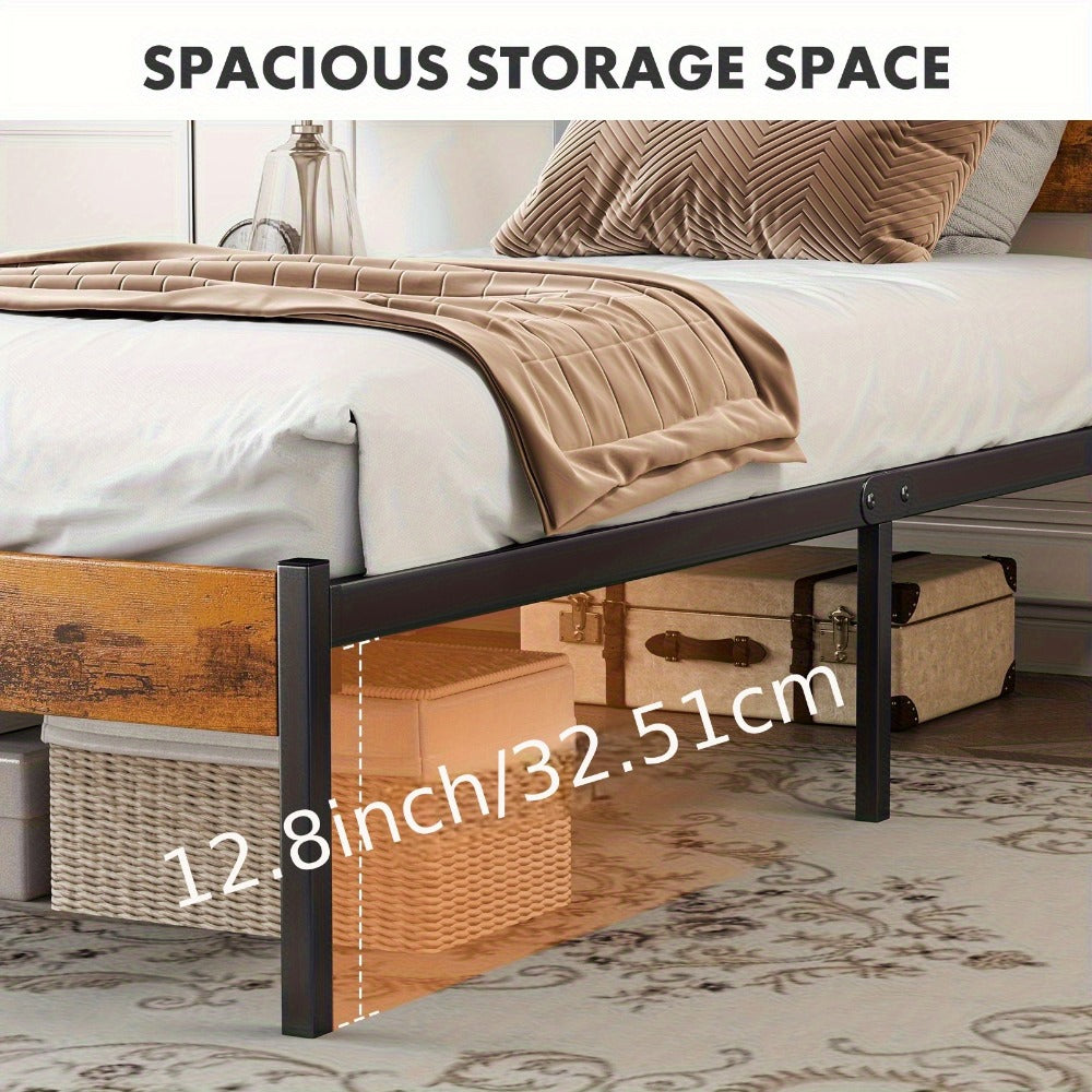 Metal Bed Frame with No Box Spring Needed and Solid Wood Construction for Bedroom detail image - detail view 14