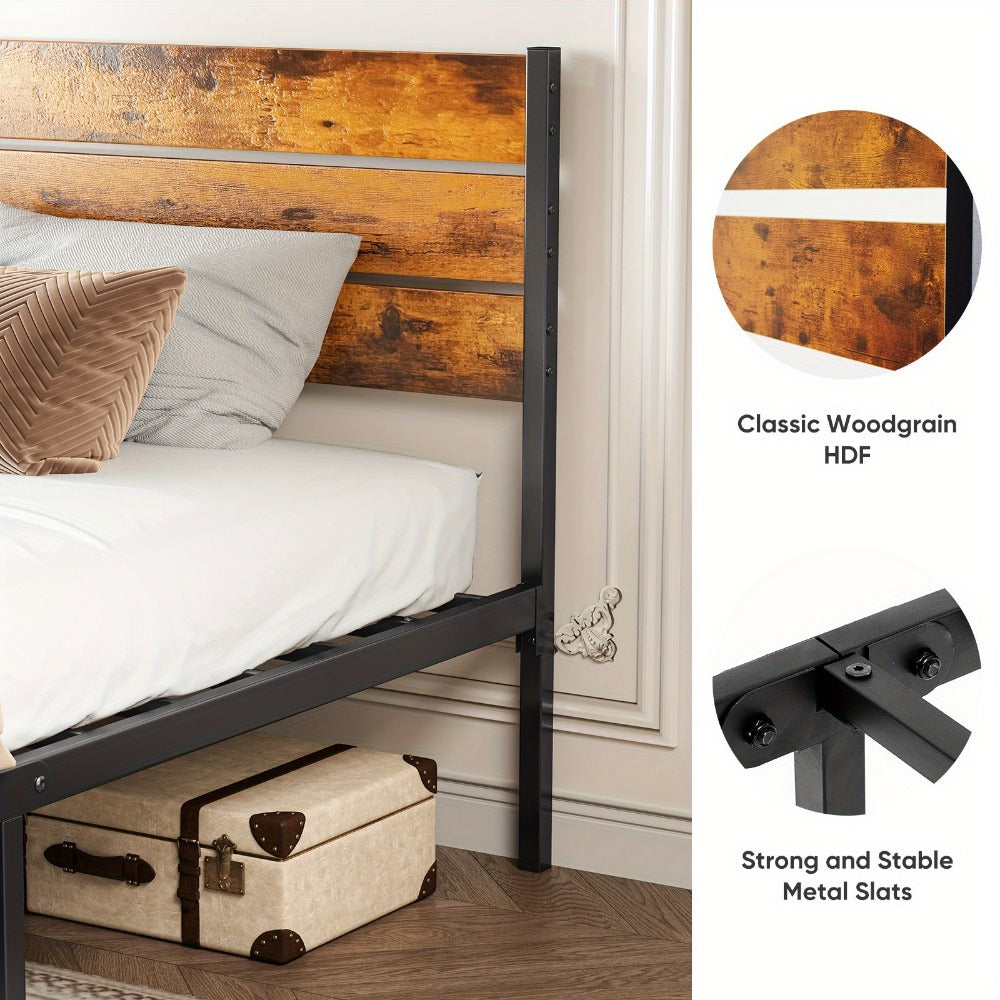 Metal Bed Frame with No Box Spring Needed and Solid Wood Construction for Bedroom detail image - detail view 15