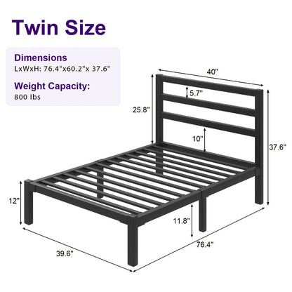 Metal Bed Frame with No Box Spring Needed for Bedroom Comfort and Support detail image - detail view 3