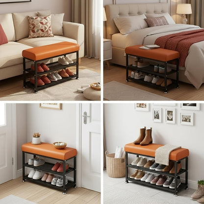 Metal Entryway Bench with Padded Seat for Comfortable Everyday Seating detail image - detail view 10