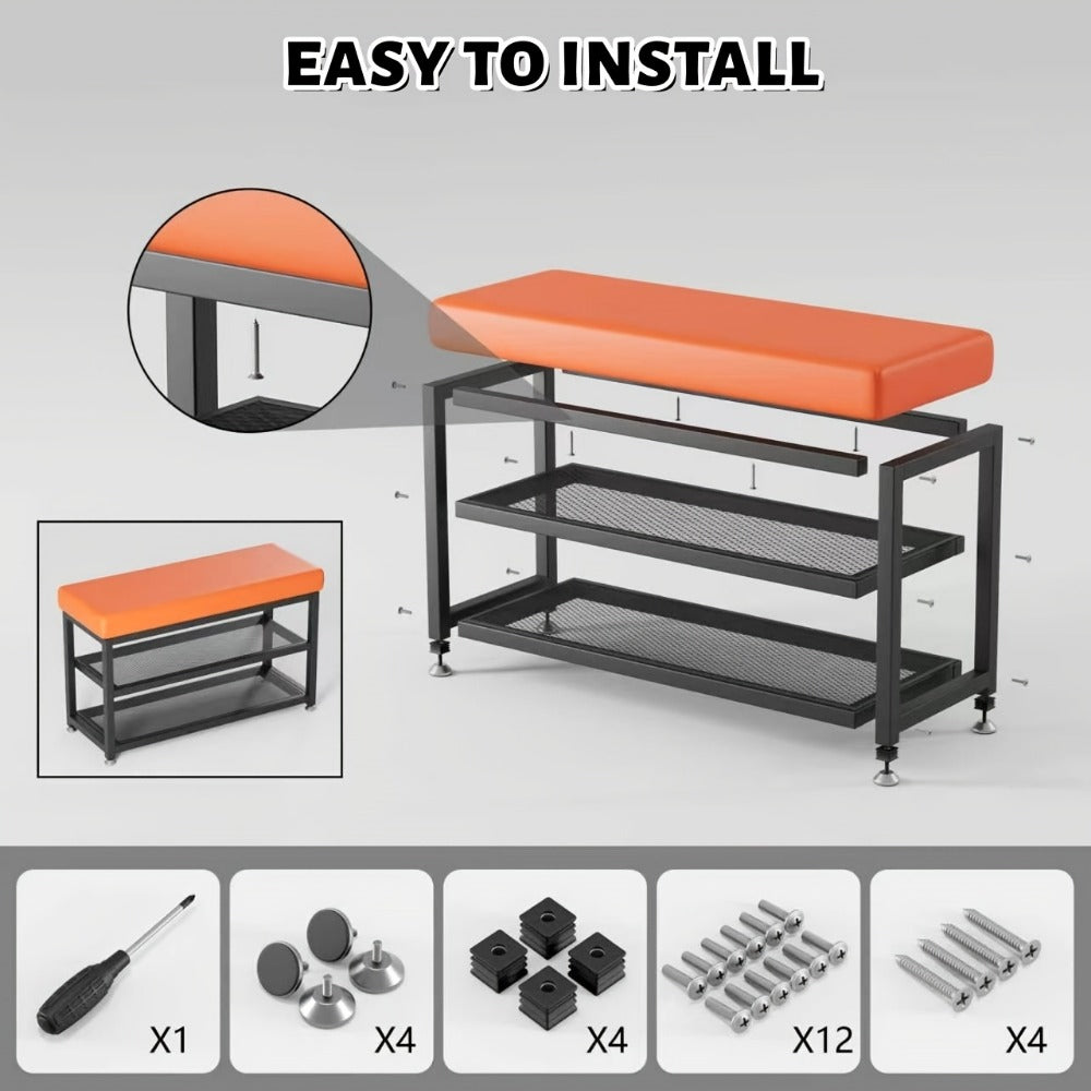 Metal Entryway Bench with Padded Seat for Comfortable Everyday Seating detail image - detail view 11