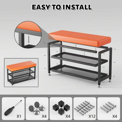 Metal Entryway Bench with Padded Seat for Comfortable Everyday Seating detail image - detail view 11