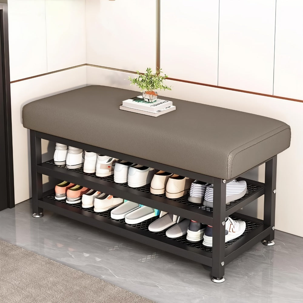 Metal Entryway Bench with Padded Seat for Comfortable Everyday Seating detail image - detail view 13