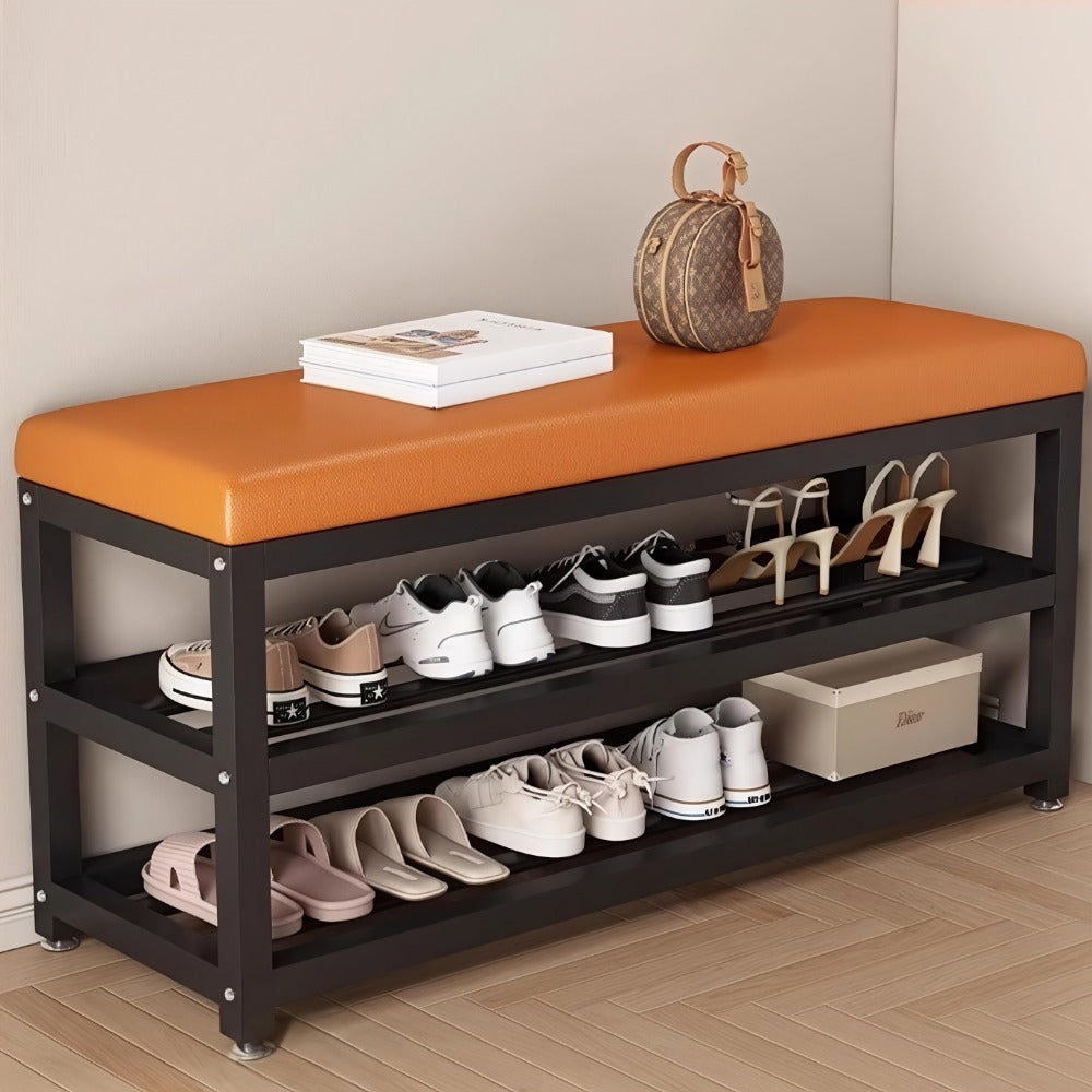 Metal Entryway Bench with Padded Seat for Comfortable Everyday Seating detail image