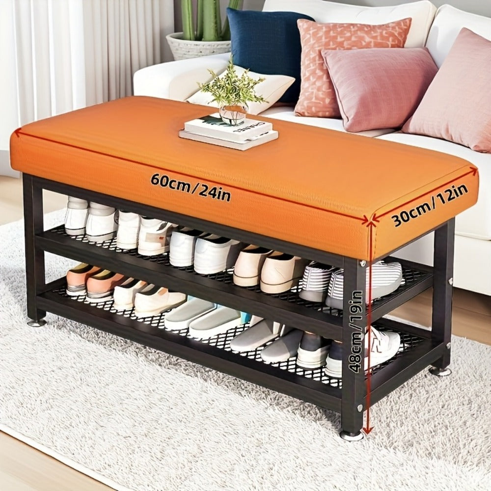 Metal Entryway Bench with Padded Seat for Comfortable Everyday Seating detail image - detail view 7