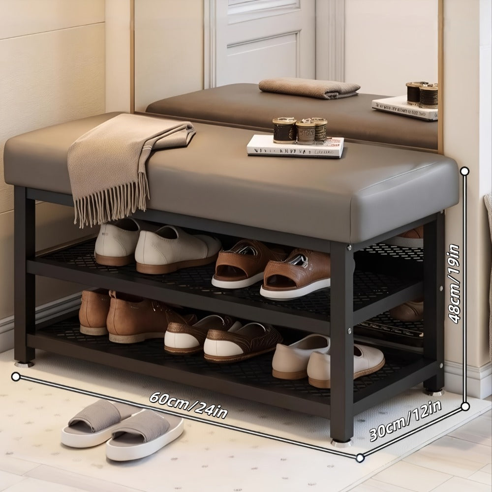Metal Entryway Bench with Padded Seat for Comfortable Everyday Seating detail image - detail view 8