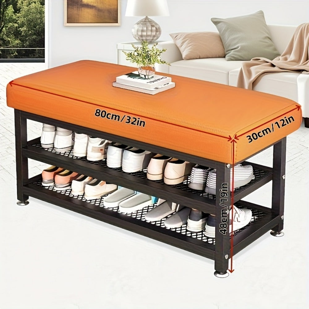Metal Entryway Bench with Padded Seat for Comfortable Everyday Seating detail image - detail view 9