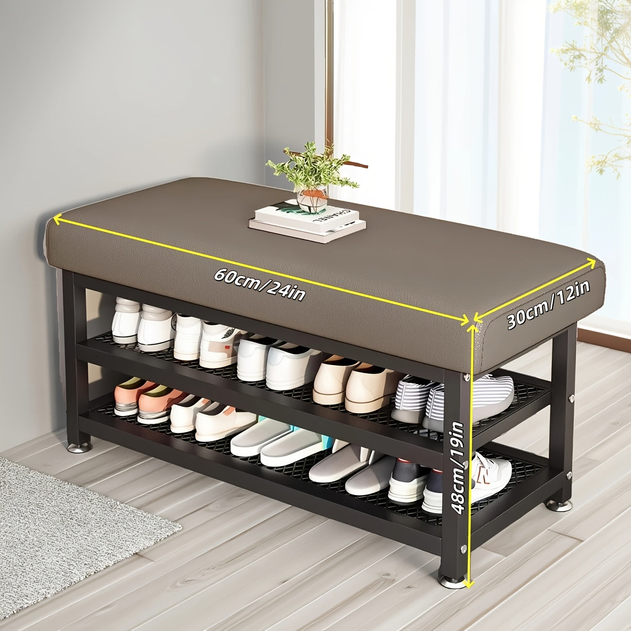 Entryway Bench shown in the Grey, 24 Inches option