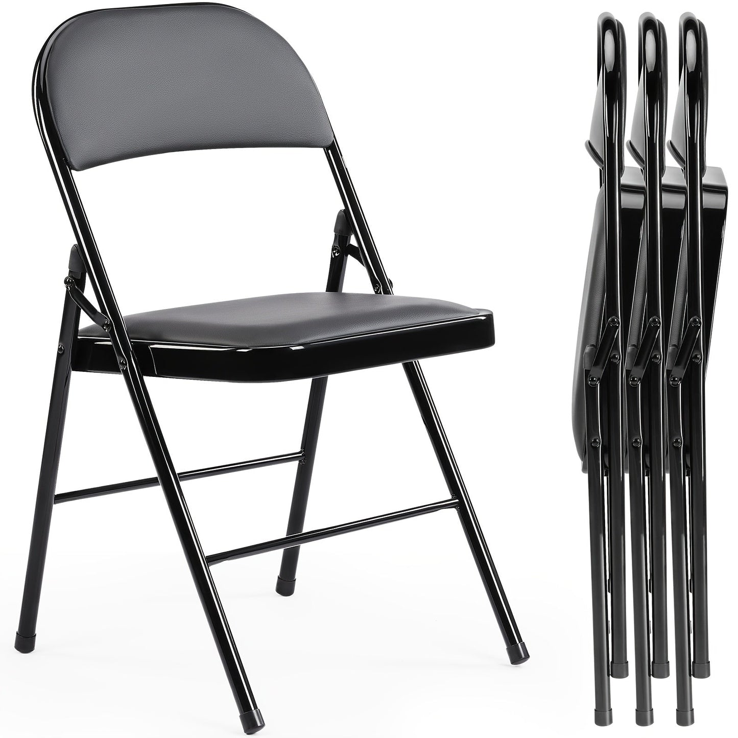 Folding Chair shown in the Black, 4 Packs option
