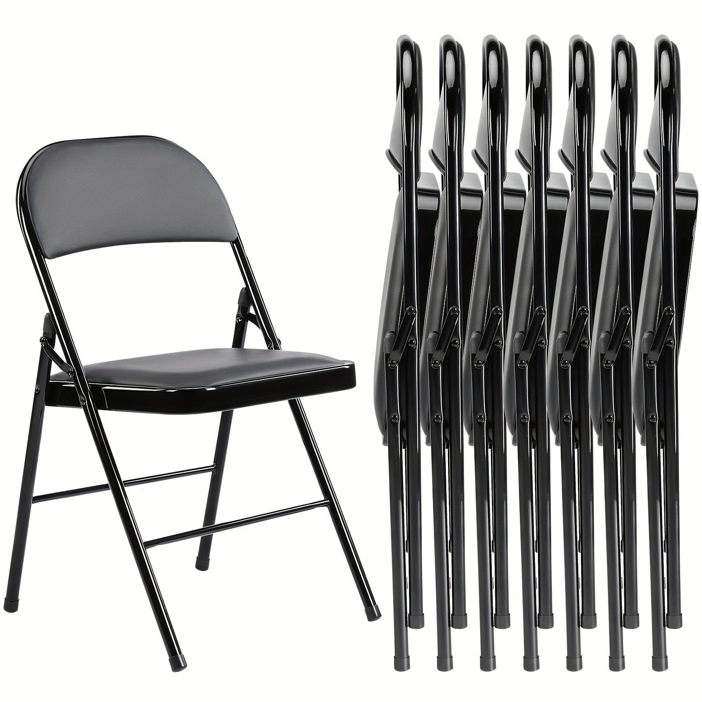 Folding Chair shown in the Black, 8 Pack option