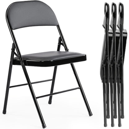 Metal Faux Leather Folding Chair with Stackable Design for Comfortable Everyday Seating detail image - detail view 13
