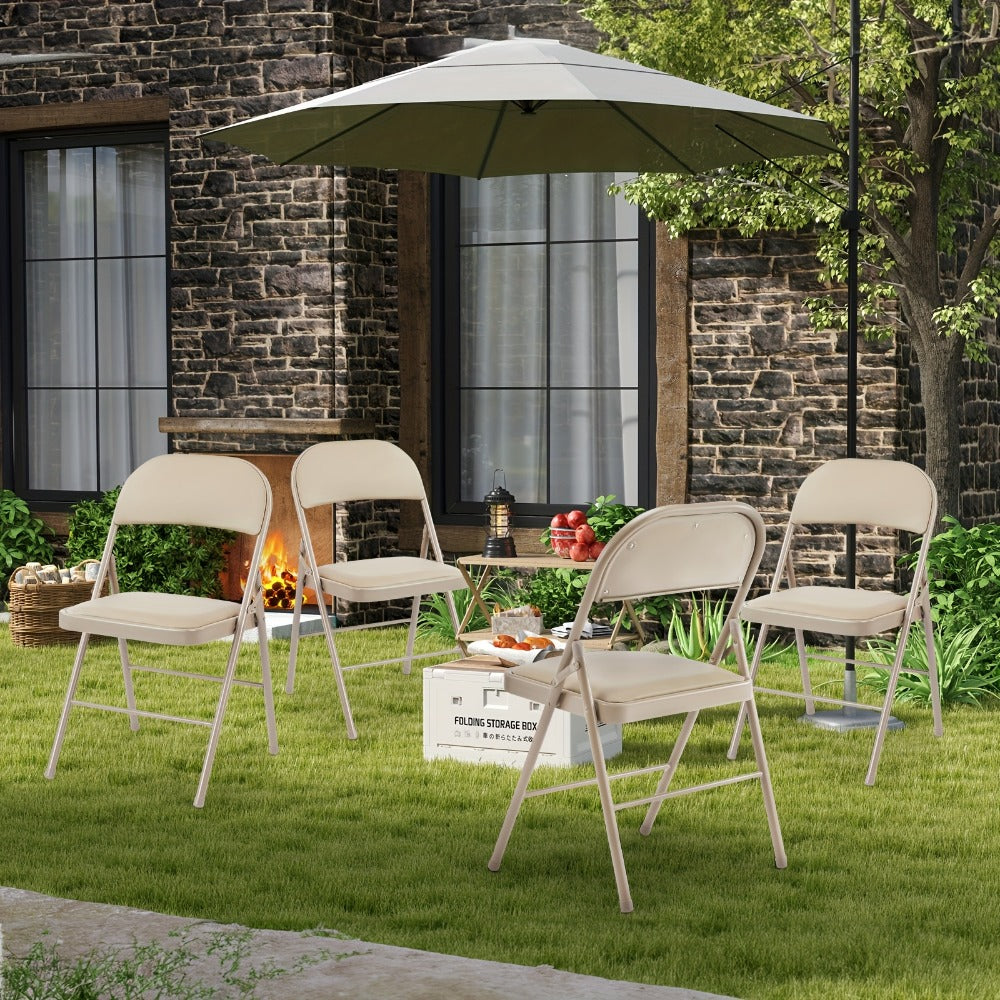 Metal Faux Leather Folding Chair with Stackable Design for Comfortable Everyday Seating detail image - detail view 16