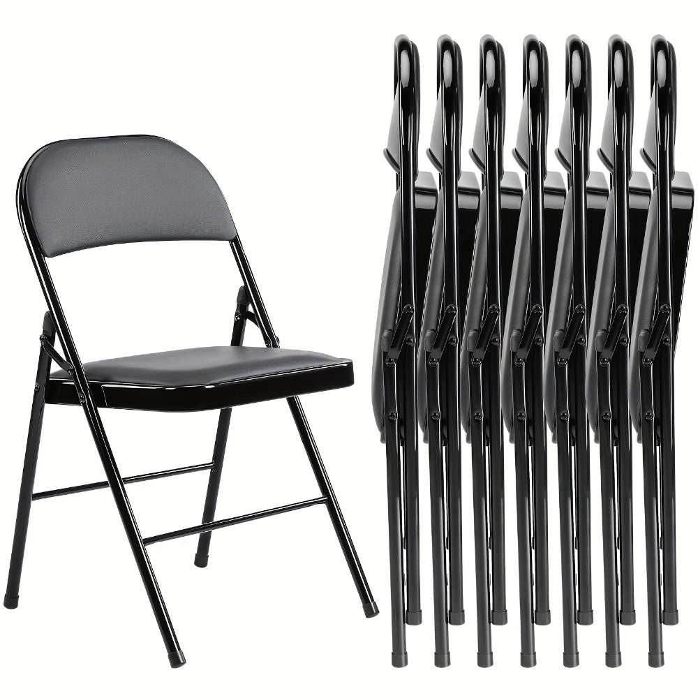 Metal Faux Leather Folding Chair with Stackable Design for Comfortable Everyday Seating detail image - detail view 17