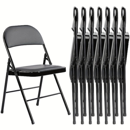 Metal Faux Leather Folding Chair with Stackable Design for Comfortable Everyday Seating detail image - detail view 17