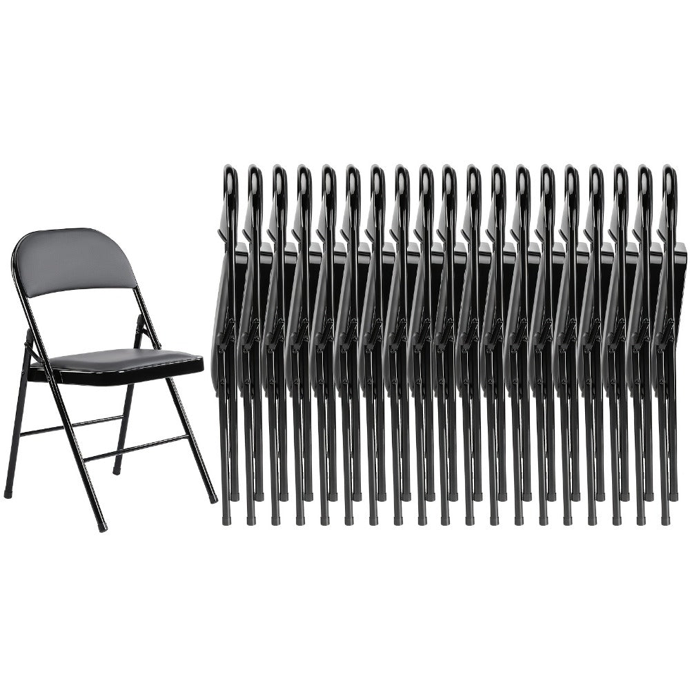 Metal Faux Leather Folding Chair with Stackable Design for Comfortable Everyday Seating detail image - detail view 20