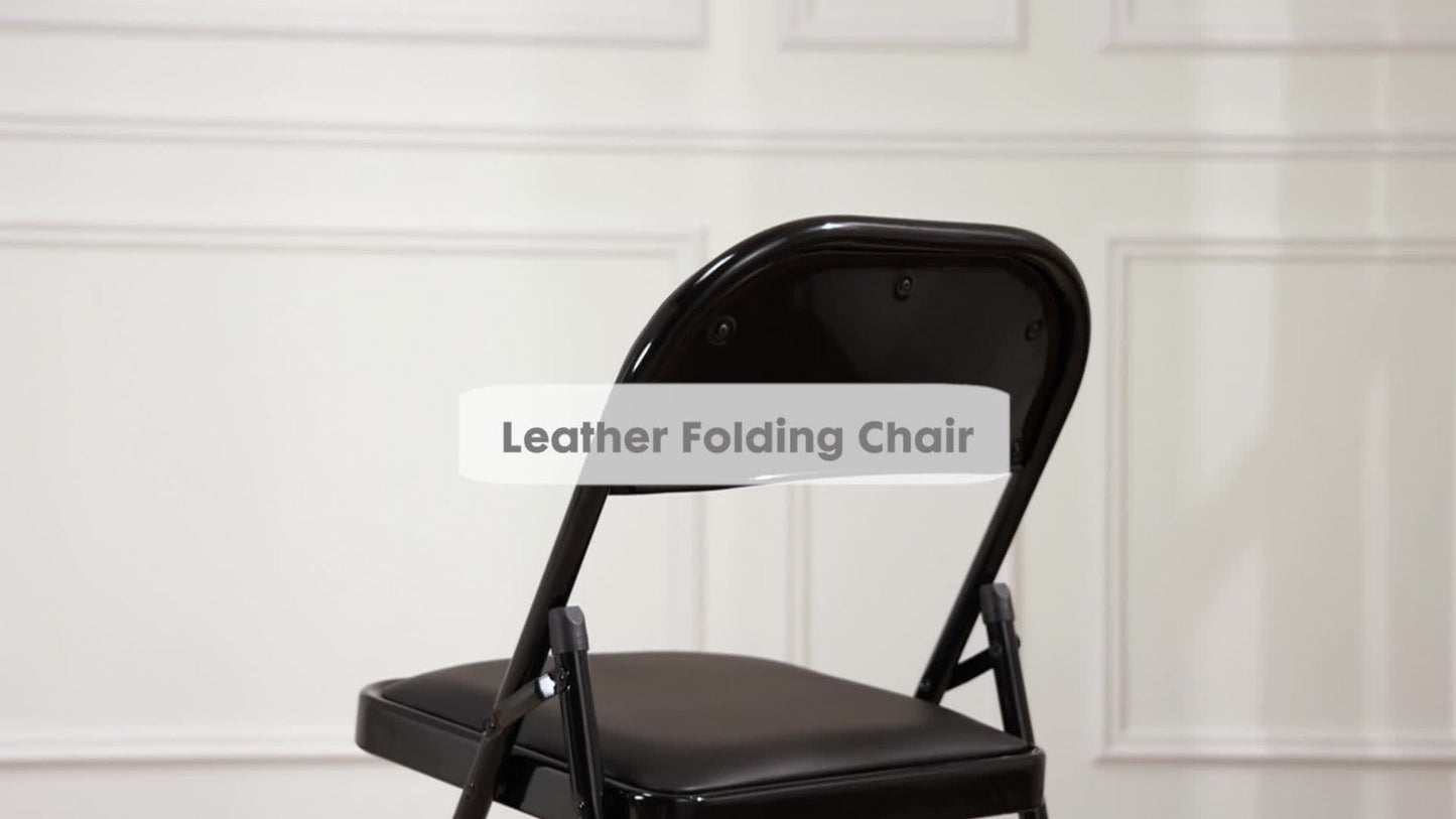 Metal Faux Leather Folding Chair with Stackable Design for Comfortable Everyday Seating detail image - detail view 21