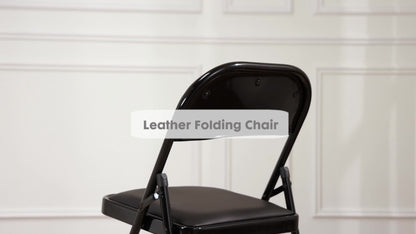 Metal Faux Leather Folding Chair with Stackable Design for Comfortable Everyday Seating detail image - detail view 21