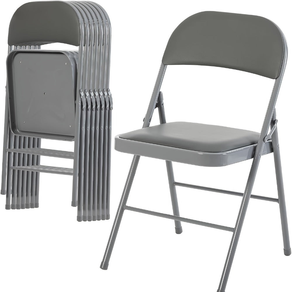 Metal Faux Leather Folding Chair with Stackable Design for Comfortable Everyday Seating detail image - detail view 24