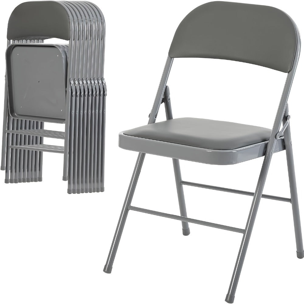 Metal Faux Leather Folding Chair with Stackable Design for Comfortable Everyday Seating detail image - detail view 25