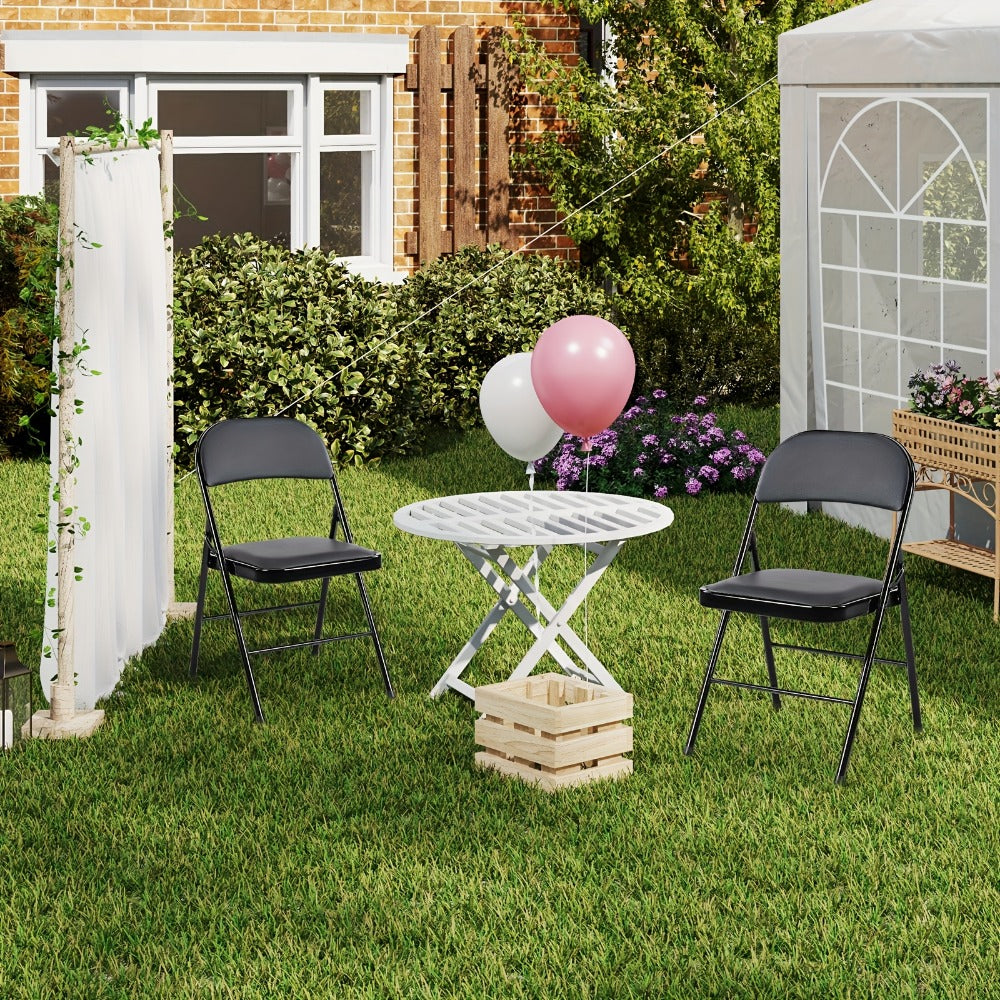 Metal Faux Leather Folding Chair with Stackable Design for Comfortable Everyday Seating detail image - detail view 28