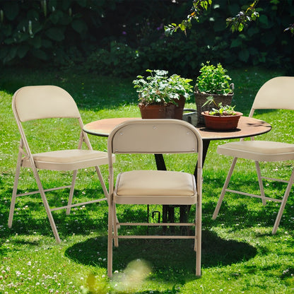 Metal Faux Leather Folding Chair with Stackable Design for Comfortable Everyday Seating detail image - detail view 4