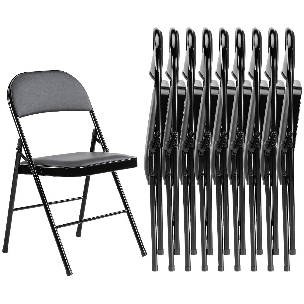 Metal Faux Leather Folding Chair with Stackable Design for Comfortable Everyday Seating detail image - detail view 5