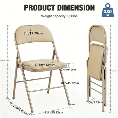 Metal Faux Leather Folding Chair with Stackable Design for Comfortable Everyday Seating detail image - detail view 6