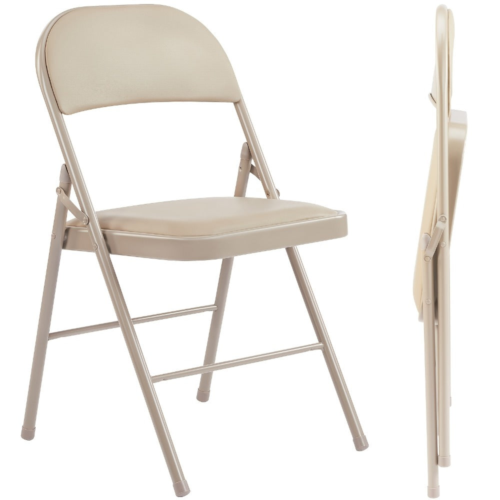 Metal Faux Leather Folding Chair with Stackable Design for Comfortable Everyday Seating detail image - detail view 7