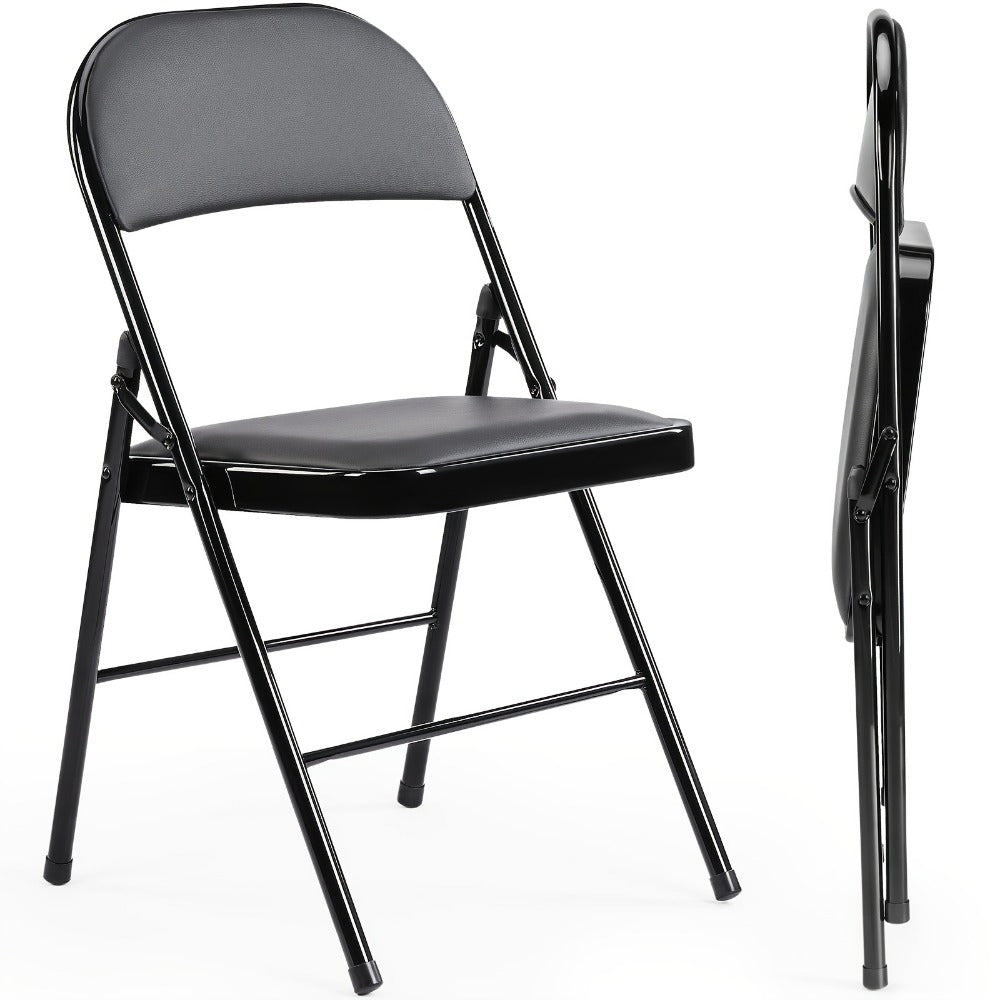 Metal Faux Leather Folding Chair with Stackable Design for Comfortable Everyday Seating detail image - detail view 9