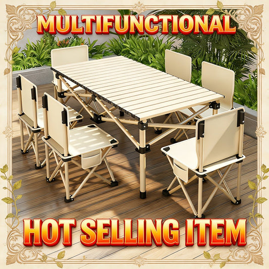 Folding Table, Portable Foldable Camping Table 4-6 Person Metal Outdoor Picnic Table shown in the main product view