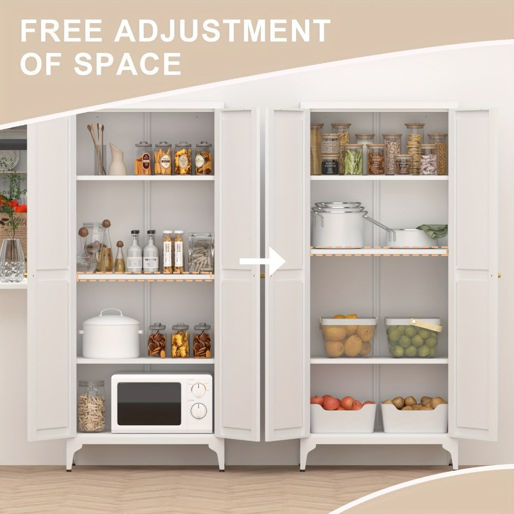 Metal Kitchen Pantry Cabinet with Adjustable Shelves for Organized Everyday Storage detail image - detail view 6