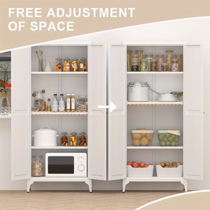Metal Kitchen Pantry Cabinet with Adjustable Shelves for Organized Everyday Storage detail image - detail view 6