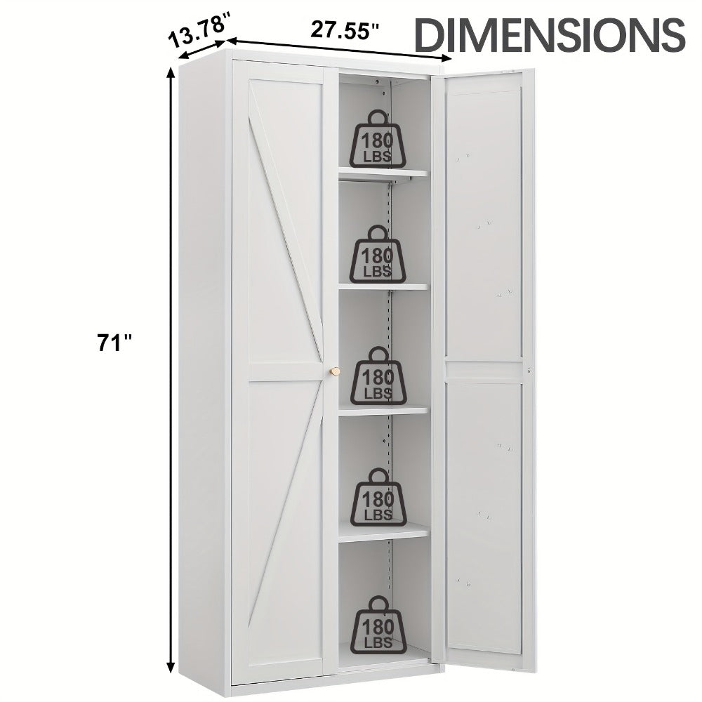 Metal Kitchen Pantry Cabinet with Adjustable Shelves for Organized Everyday Storage detail image - detail view 9