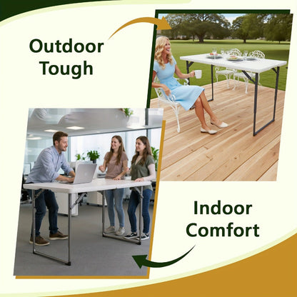 Metal Plastic Folding Table, Portable Fold-Up Table for Patio detail image - detail view 18