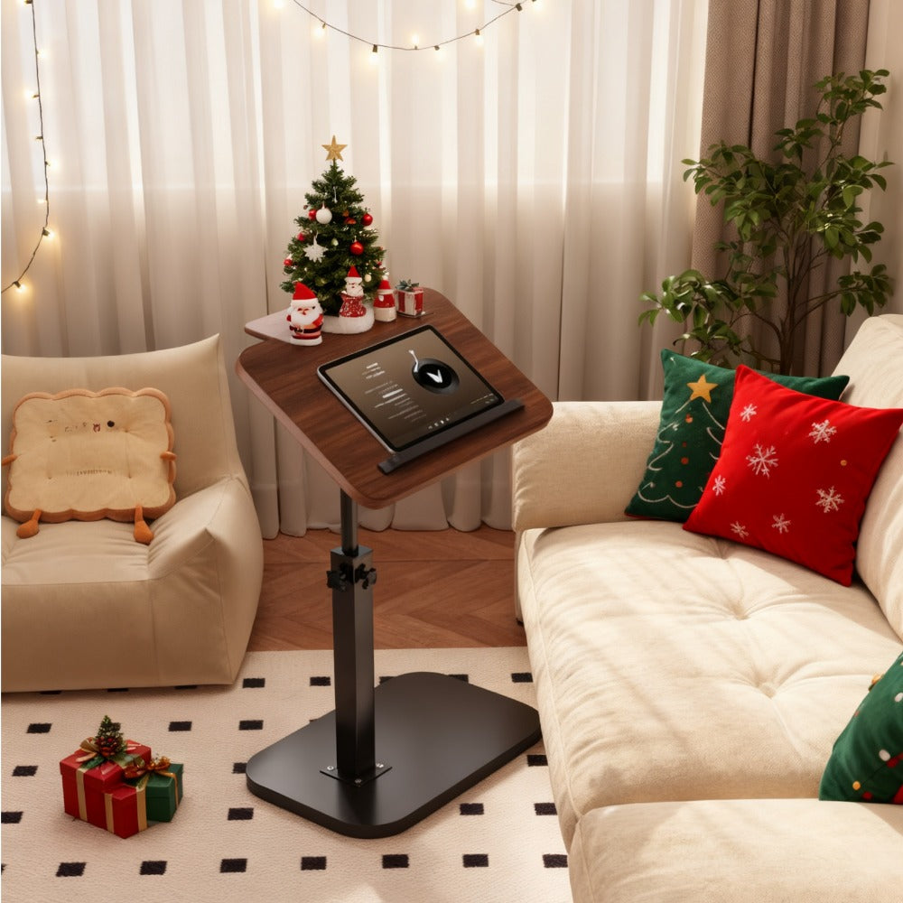 Side Table, C Shaped 360 Rotatable Adjustable Height Sofa End Table Bedside Table Metal shown in the main product view