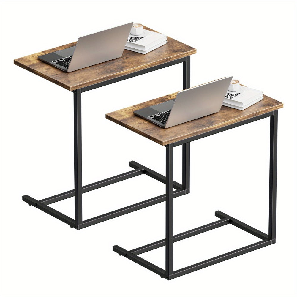 Side Table, C-Shaped Sofa 60 Lb Capacity Sturdy Metal Frame Slide Under Couch End Table shown in the main product view