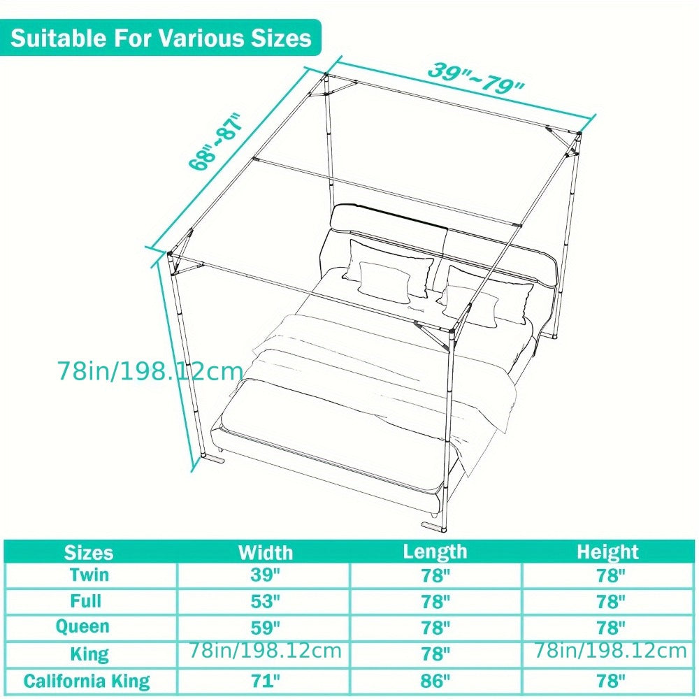 Metal Twin Canopy Bed Frame for Bedroom Comfort and Support and Daily Home Use detail image - detail view 3