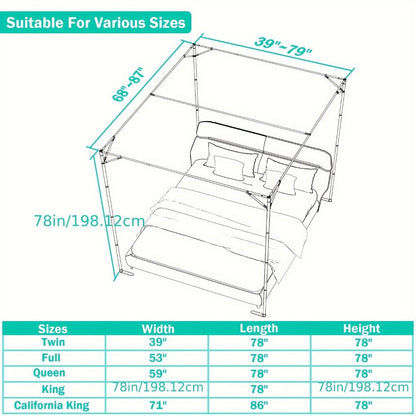 Metal Twin Canopy Bed Frame for Bedroom Comfort and Support and Daily Home Use detail image - detail view 3